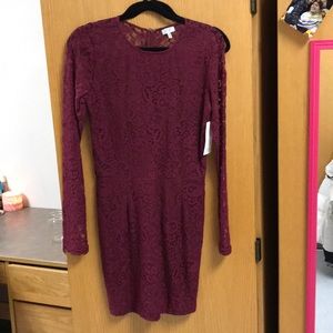 Red/purple lace long sleeve dress